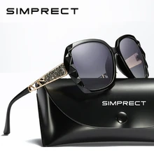 SIMPRECT квадратных поляризованных солнцезащитных очков Для женщин мода негабаритных алмаз зеркало солнцезащитные очки ретро Роскошные Брендовая Дизайнерская обувь UV400