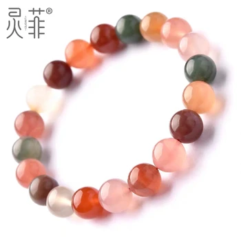 

Natural Salt Yanyuan Agate Colorful Round Beads Woman Man Bracelet 7mm 8mm 9mm 10mm 11mm 12mm 13mm Crystal Bracelet AAAA