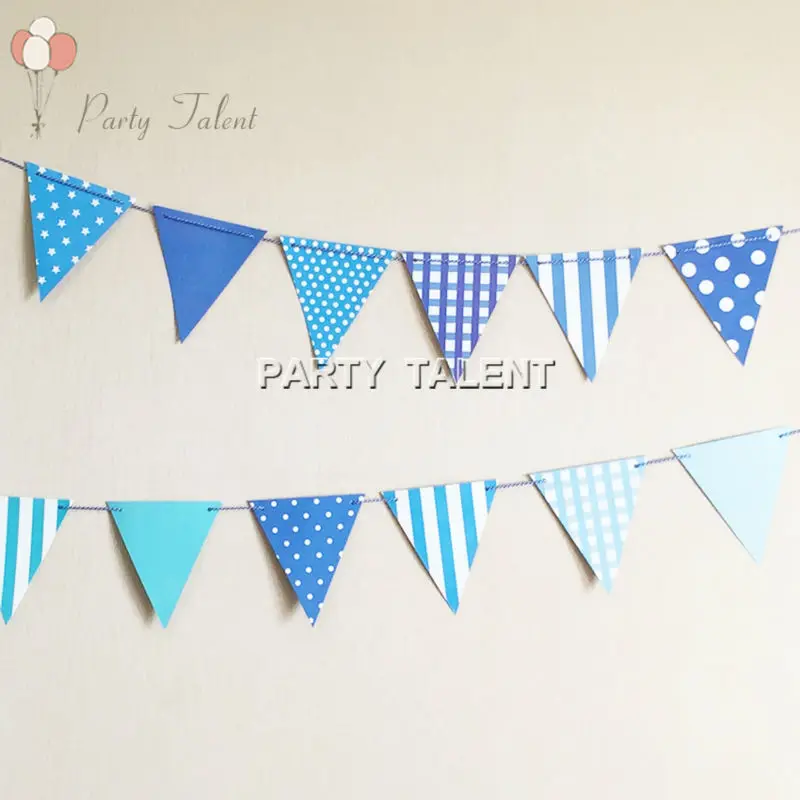 Party Supplies 1set Cool Blue DIY Paper Flags Banner Includes 12pcs And A 3m String Party Supplies 1set Cool Blue DIY Paper Flags Banner Includes 12pcs And A 3m String