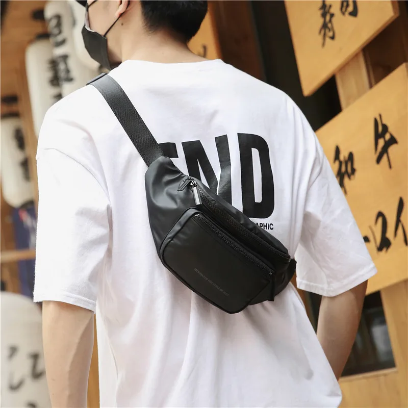 Fashion Fanny Pack Black Waterproof Money Belt Bag Men Purse Teenager's Travel Wallet Belt Male Waist Bags Crossbody Chest Bag