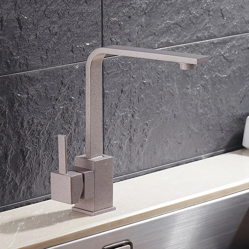 

Grey Color Kitchen Faucet Crane Single Lever Hot and Cold Kitchen Crane Square 360 Degree Swivel Kitchen Crane Faucet Grey
