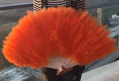 1 шт. перьевой вентилятор полный вниз утолщаются очень большой перьевой вентилятор танцы ремесло вентилятор для сцены реквизит вентилятор 80*45 см - Цвет: orange