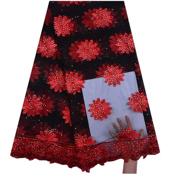 

Nigeria Wedding Dress Lace Fabric With Stones 2018 High Quality Nigerian Tulle Laces Fabric For Party 5 Yards A1252
