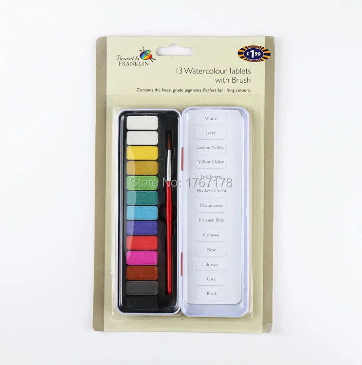 13 Watercolor Tablets with brush painting setin Water Color from