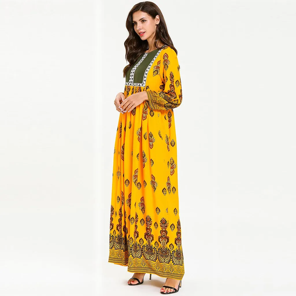 Модный принт в мусульманском стиле abaya парадные платья для женщин женское платье