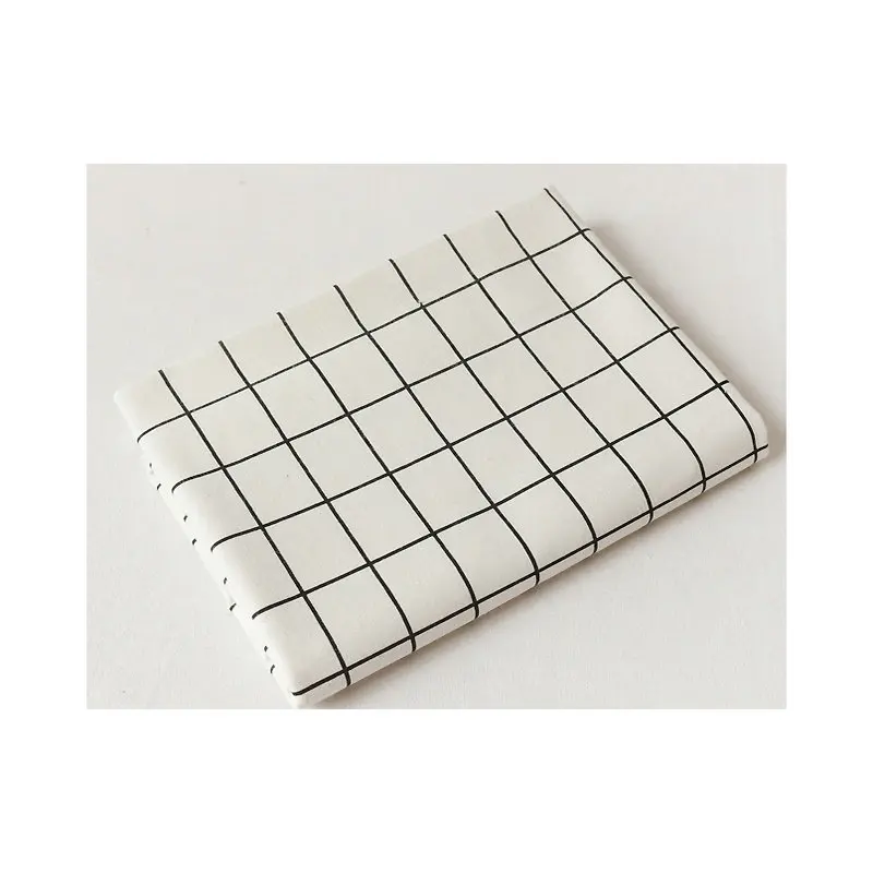 

50*145CM Black White Checks Print Pure Cotton Linen Fabric Cushion Tablecloth Curtain Fabric