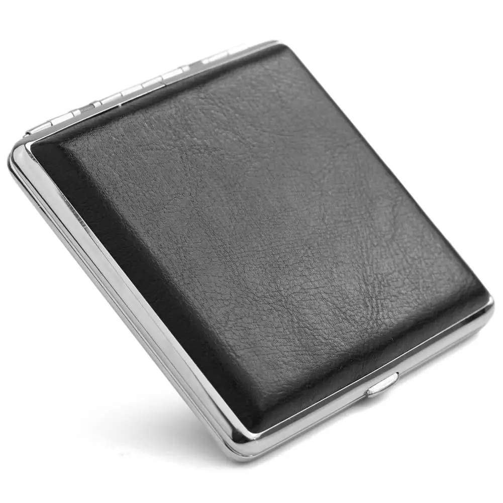 20pcs Metal Alloy PU Leather Black Cigarettes Case Holder Cigars