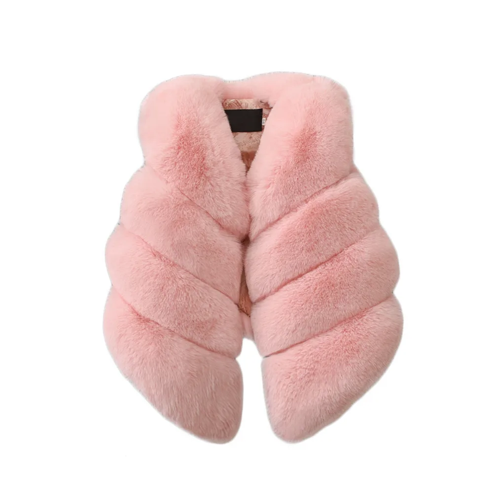 Детское пальто-жилет с искусственным мехом для девочек зимний теплый жилет для девочек Детская куртка без рукавов, верхняя одежда для детей от 1 до 7 лет