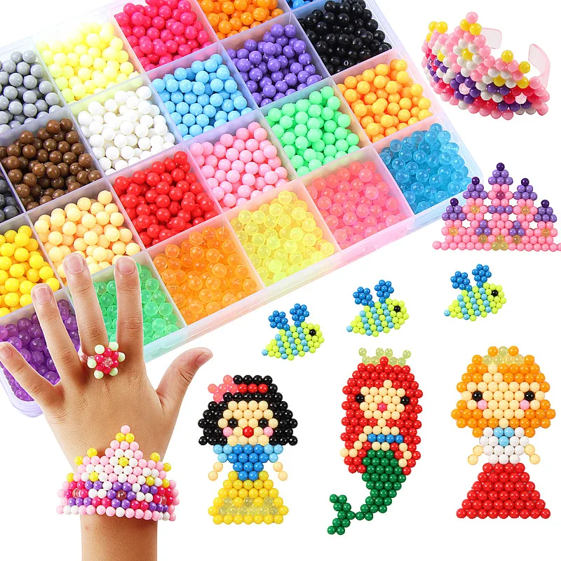 6000pcs 24colors Beads Puzzle Crystal Color DIY Water Spray Beads Set Ball Games 3D Handmade Kids Magic Toys for Children