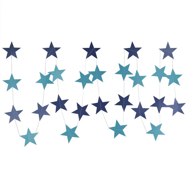4M Bright Gold Silver Paper Garland Star String Banners Wedding Banner For Party Home Wall Hanging Decoration baby shower favors