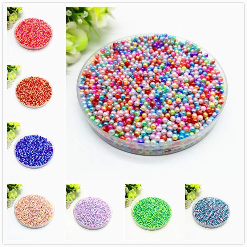 

No Hole Beads 500pcs 3mm Rainbow Color Round Beads ABS Imitation Pearl Beads Loose Beads Diy Jewelry Necklace Making for women
