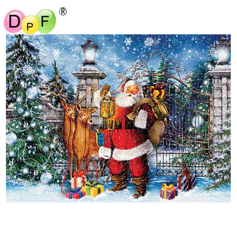 

DPF Santa gives presents Needlework Diy Diamond Painting Cross Stitch Diamond Embroidery Rhinestone Painting Mosaic wall decor
