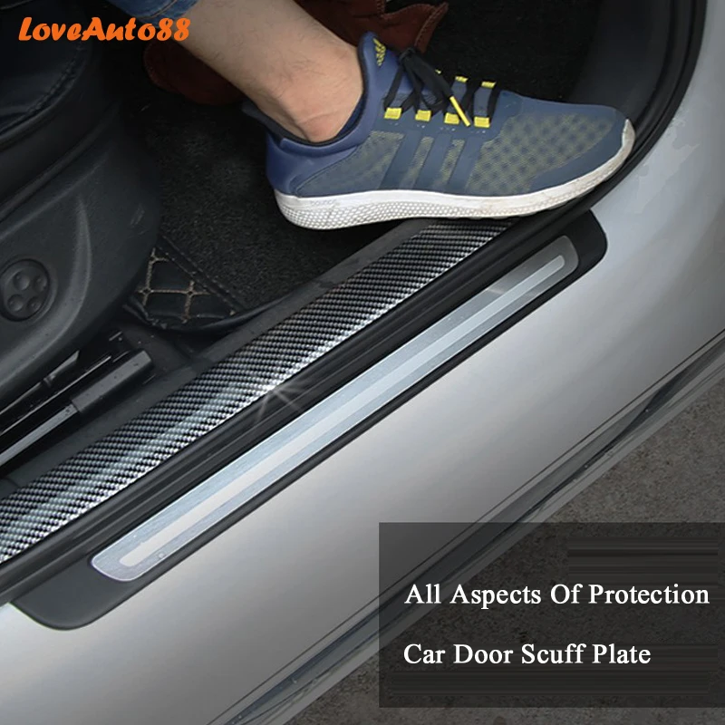 

Carbon Fiber Rubber Door Sill Protector Cover Trim For Mazda CX-5 Mazda 3 Axela Accessories
