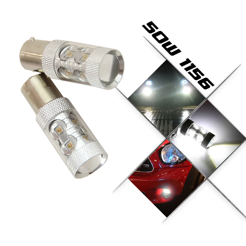 2x Высокая мощность S25 1156 BA15S 50 Вт P21W CREE Chip XBD светодиодный резервный задний фонарь