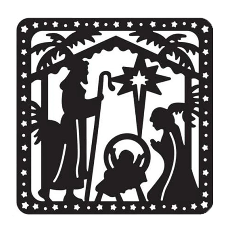 

Nativity Prayer Frame Metal Cutting Dies for DIY Scrapbooking Decorations Craft Die Cut Paper Card Making Stencil 103*103mm