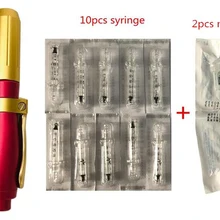 Красный 0,3 мл гиалуроновой шприц-ручка массажный Распылитель ручка комплект высокого давления кислотные микро пистолеты против морщин воды шприц иглы