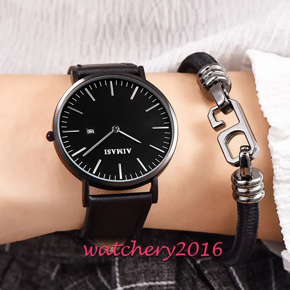 

relogio feminino New 36mm AIMASI black dial black case date adjust Buckle Automatic movement Women's Watch