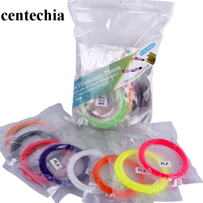 Centechia, новинка, материалы для 3d печати, Пластик PLA, нить 1,75 мм, 5 м/шт., 20 цветов, 100 м, для 3D-принтера, ручка