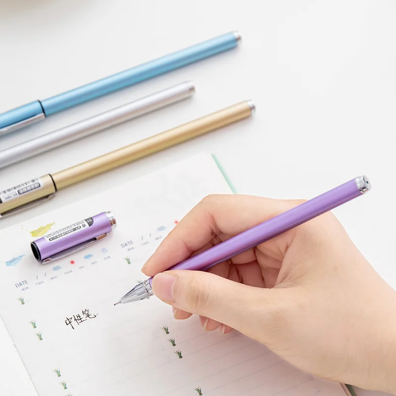 

metal color black ink 0.5mm gel pen for men women business writing pen student test pens school supplies office stationery