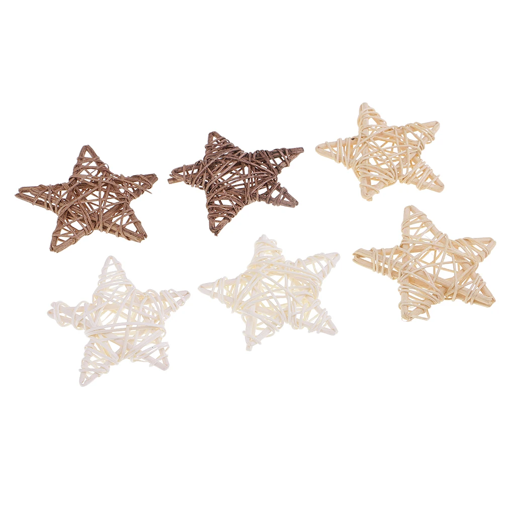 5/6pcs Natural Star Shape Rattan Wicker Ball Christmas Tree Ornament for Home Garden Wedding Party Table Ornament Decoration 7cm