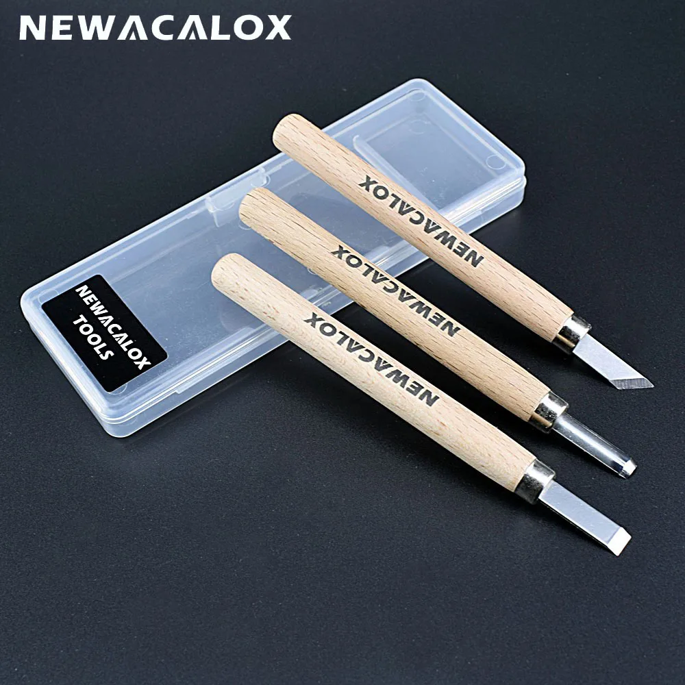 

NEWACALOX 3pcs Woodpecker Woodcut Knife Scorper Hand Cutter Wood Carving Tool Woodworking Chisel Graver Burin for Arts Crafts