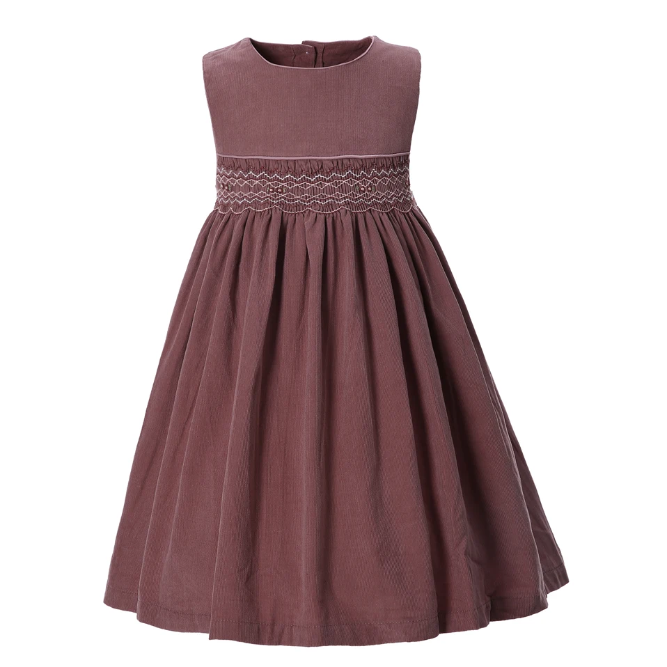 Pettigirl Retro Style Dark Red Floral Girl Smocked Dresses Sleeveless Princess Dress Kid Clothes For Girls G-MBGD1006-1905 | Детская