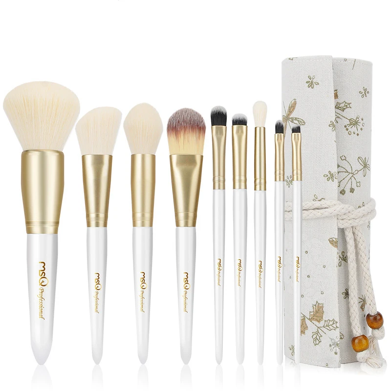 

MSQ 9pcs Makeup Brushes Set fiber makeup brushes Powder Foundation Eyeshadow Eyebrow Lip Brush Tool With Flax Case or Delicate