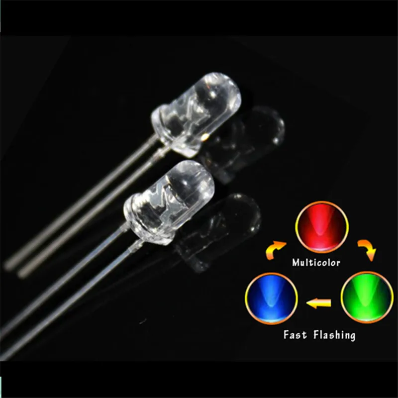 200pcs New 5mm Round Ultra Bright RGB LED Lamp DC3.0 3.6V fast flashing