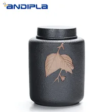 Японская винтажная черная грубая Керамическая пиала банки ручной работы керамический чайный набор кунг-фу чай Caddy кофе банка для бобов банка для конфет