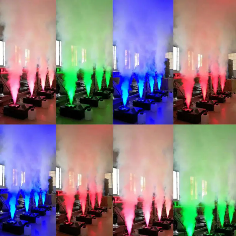 2Pcs 1500W RGB 24LED Smoker Fog Machine Vertical Up Spray DMX Fogger W/Remote