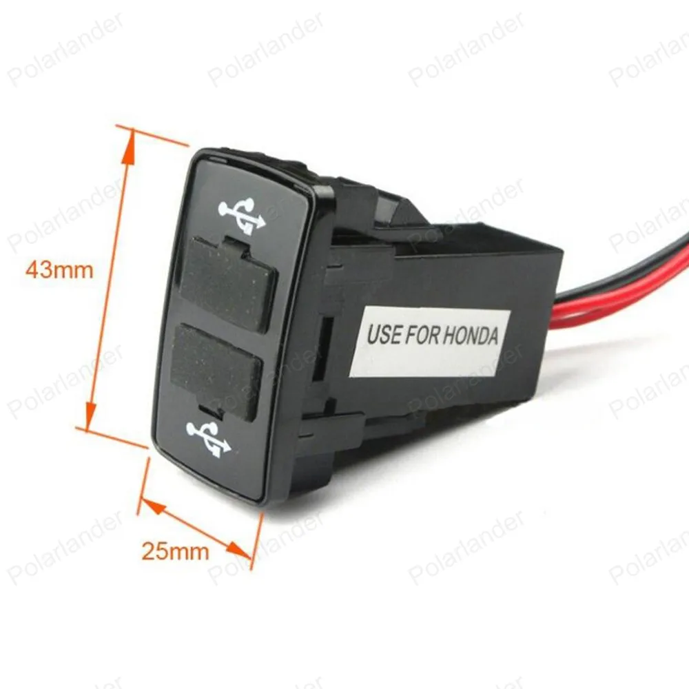

Автомобильное зарядное устройство 5 в 2,1 а с двумя USB-портами для HONDA адаптер преобразователь