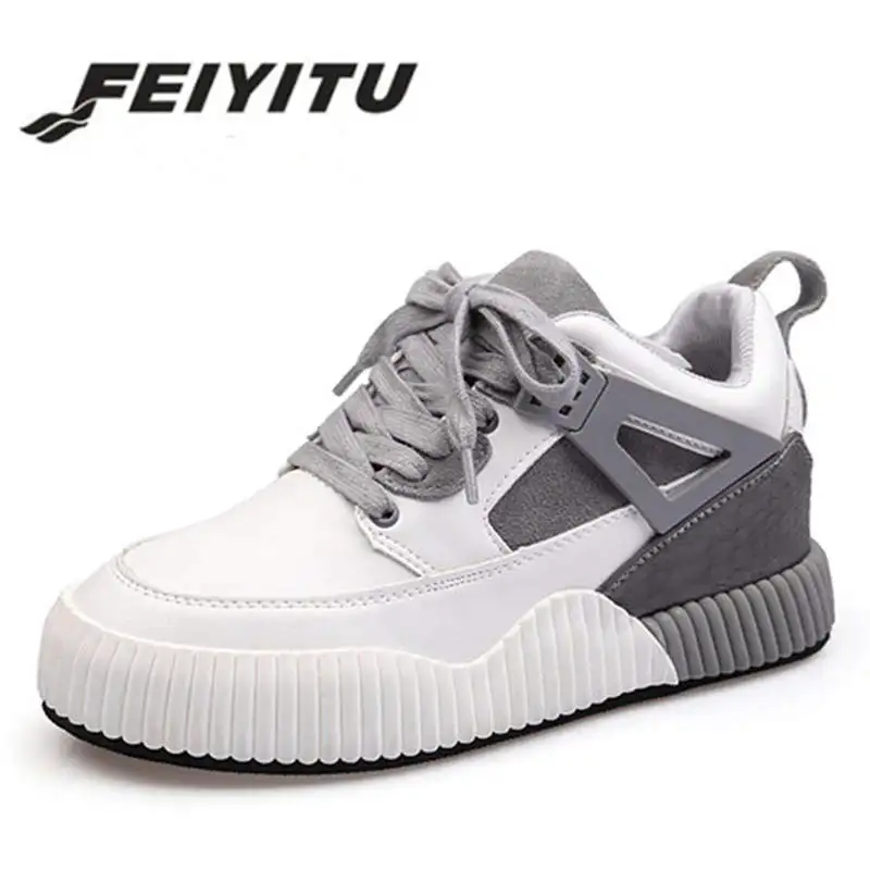 Respirant Mode Feiyitu Haute 2018 Épaisse Chaussures Semelle Marque Plat Noir De Talon rose Lace Up Sneakers Nouveau Qualité gris Femmes K1lTFJc