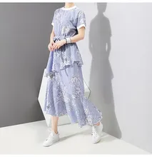 Fashion 2019 Women Blue Striped Summer Dress New Girls Cute Ruffles Floral Print Dres Short Sleeve With Belt Casual Dress flamingo print striped box pleated dress with belt