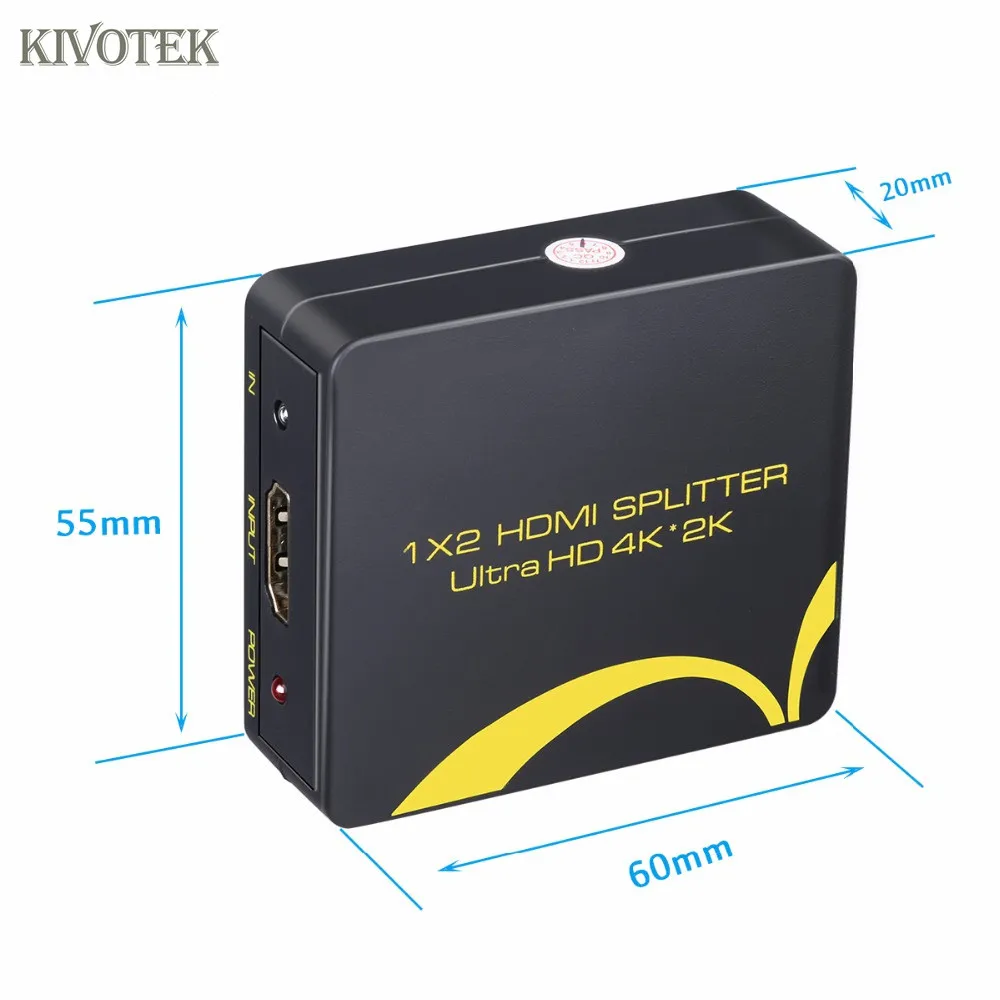 

4Kx2K MINI 1 In 2 Out 1x2 HDMI 4K Splitter Adapter,USB Power Support HDTVs 3D,Full HD1080P For STB DVD HDTV PCs Free Shipping