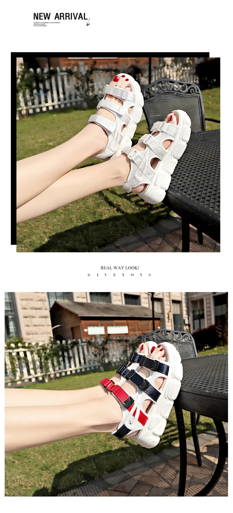 HKJL/спортивные женские сандалии; Новинка года; повседневная обувь в стиле Харадзюку в Корейском стиле с лоскутной губчатой подошвой; сезон лето; A466