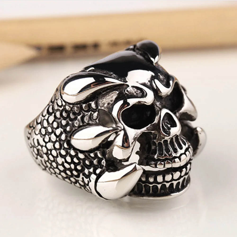 2017 New Punk Rock Mens Biker Rings Vintage Gothic Skeleton Jewelry