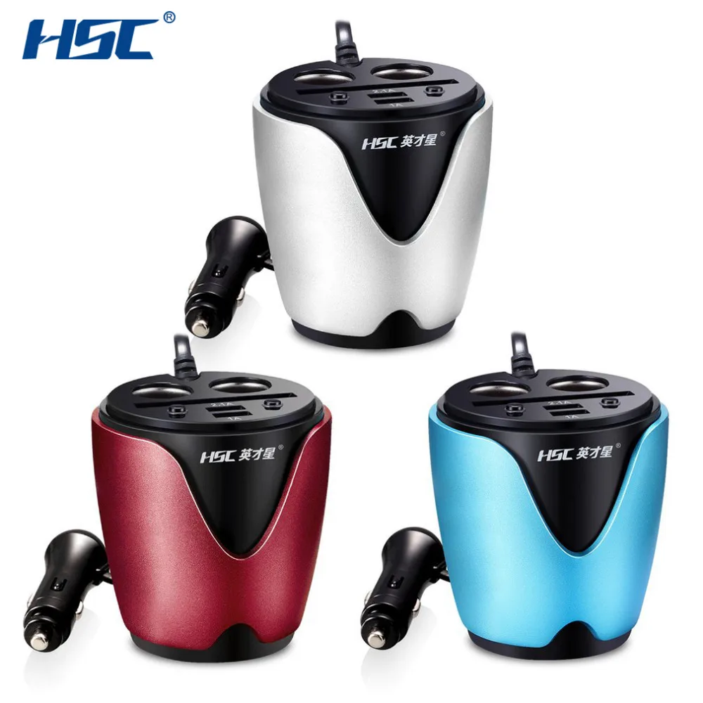 

HSC-200 Newest 3.1A 2 USB Car Charger&Circuit Breaker Quick Charge Card Holder 12-24V 80W Car Cigarette Lighter Socket Adapter