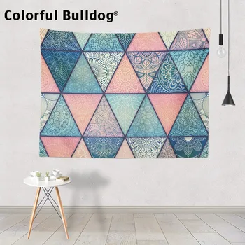 

Mandalas For The Beach Tapestry Flowers Bohemian Decor Wall Hanging Geometric Yellow Pink Tapestries Ethnic Totem