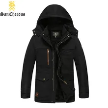 Теплые мужские парки, хлопковая Толстая хлопковая флисовая куртка, зимняя верхняя одежда, 3 цвета, Мужское пальто с капюшоном, размер M-5XL