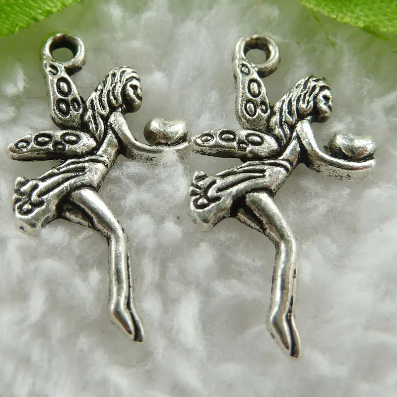 400 pieces antique silver fairy charms 23x13mm #456 | Украшения и аксессуары