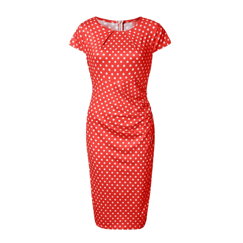 المرأة أنيقة موجة نقطة الزنانير الركبة طول عارضة Dress_3.6