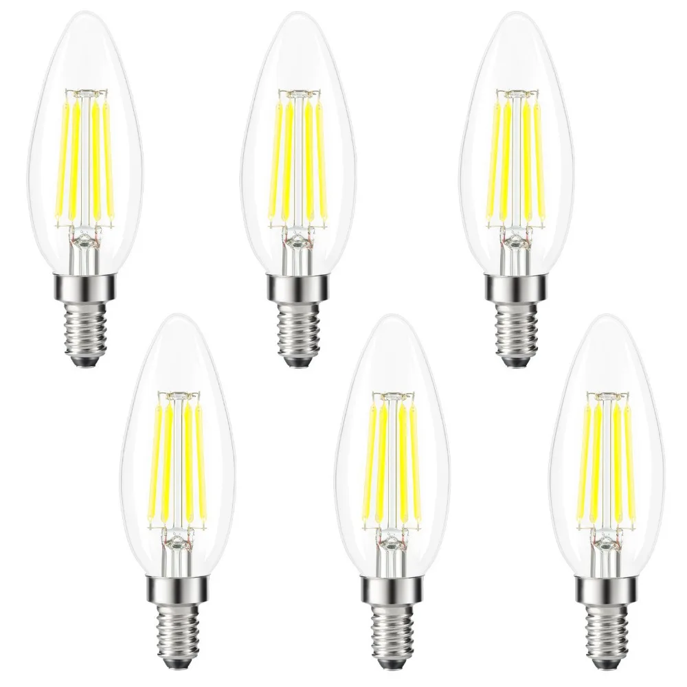 Chandelier LED Bulb Dimmable, Kohree Edison E12 Base 5000K Daylight ... Chandelier LED Bulb Dimmable, Kohree Edison E12 Base 5000K Daylight ...