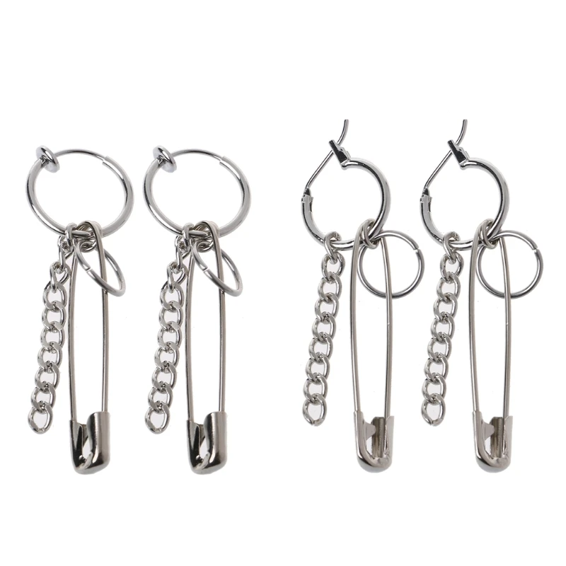 

Safety Pin Shape Geometry Long Chain Tassel Irregular Earrings Korean Jewelry