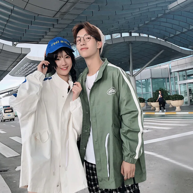 

Autumn New Windbreaker Men Fashion Solid Color Casual Long Jacket Man Streetwear Hip Hop Loose Bomber Jacket Male Clothes