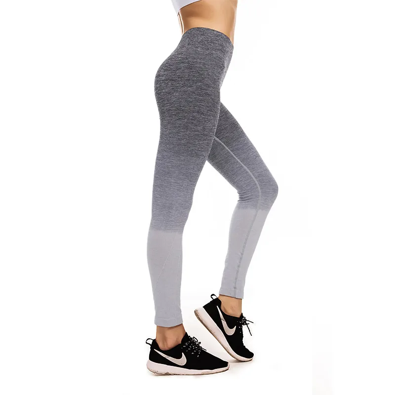 Thunsion, женские штаны для йоги, длина по щиколотку, для фитнеса, спортзала, градиентные, Спортивные Леггинсы, штаны для бега, быстросохнущие, штаны для тренировок для женщин - Цвет: Grey