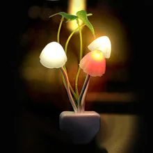 Novelty Mushroom Fungus Night Light EU & US Plug Light Sensor 220V 3 LED Colorful Mushroom Lamp Led Night Lights P22