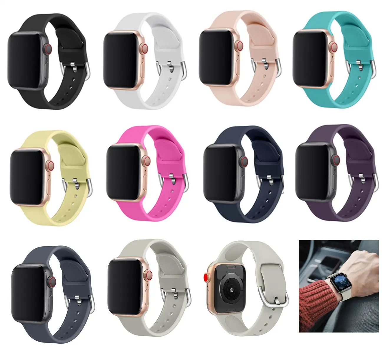 Силиконовый ремешок Apple watch band 44 мм 40 мм iWatch band 42 мм 38 мм спортивный браслет ремешок для Apple watch 4 3 2 1 42/38/40 44mm