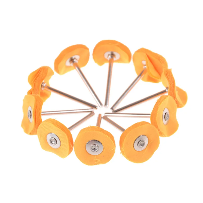 10Pcs Polisher Sanding Sponge Polishing Buffing Cloth Round Yellow Wheel Deburring Wheel for Rotary Tool Polishing Tool 25x3mm