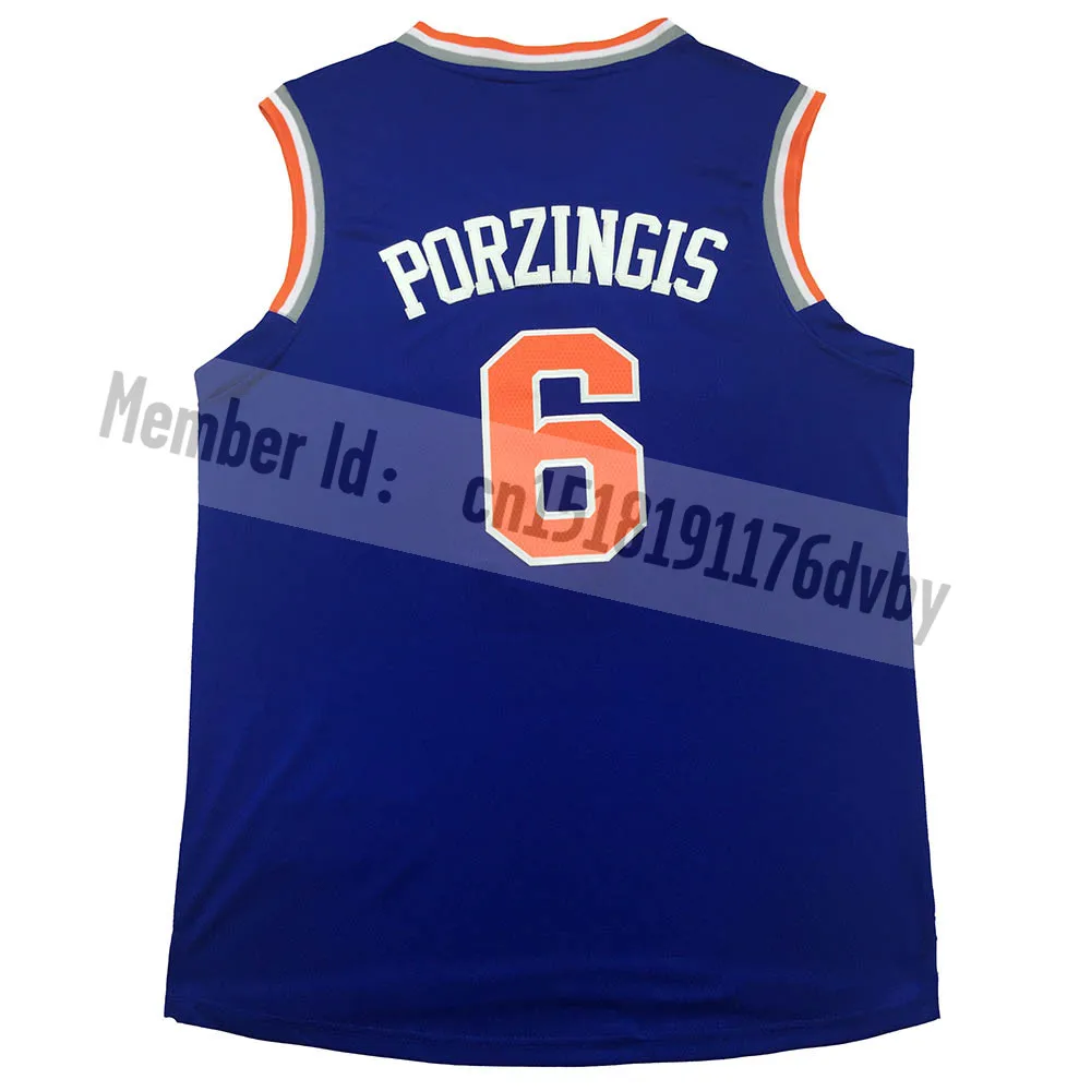 Дешевые #6 Кристап Porzingis баскетбол Джерси продаж Высокое качество Кармело Энтони