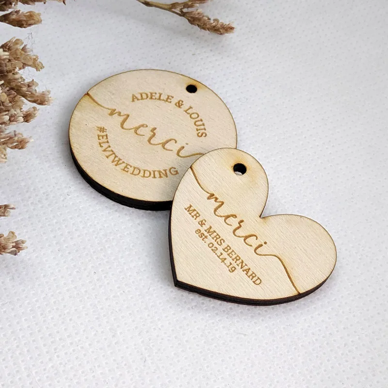 Hessian Mini Favor Bags 25 x Wedding Wooden Love Heart Personalized Tags Bespoke 